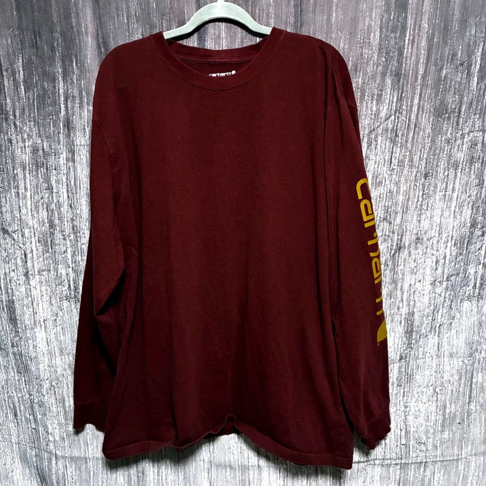 Carhartt Loose Fit Crew Neck Long Sleeve Shirt Maroon Men Size Xl Tall
